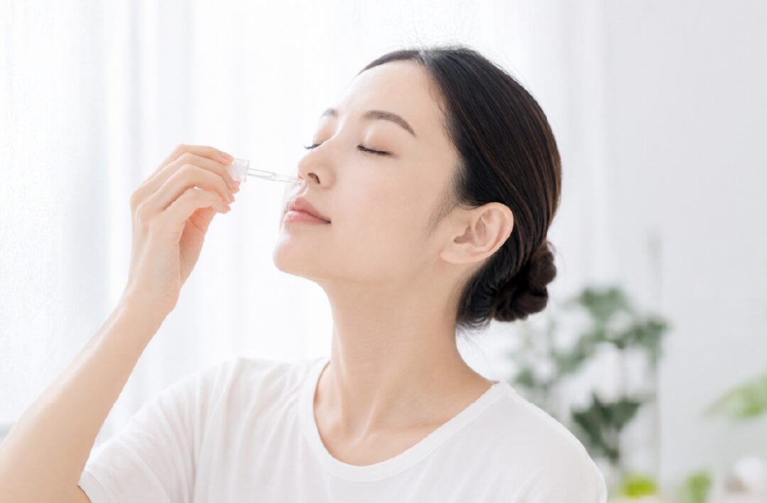 幹細胞培養上清液を点鼻するイメージ