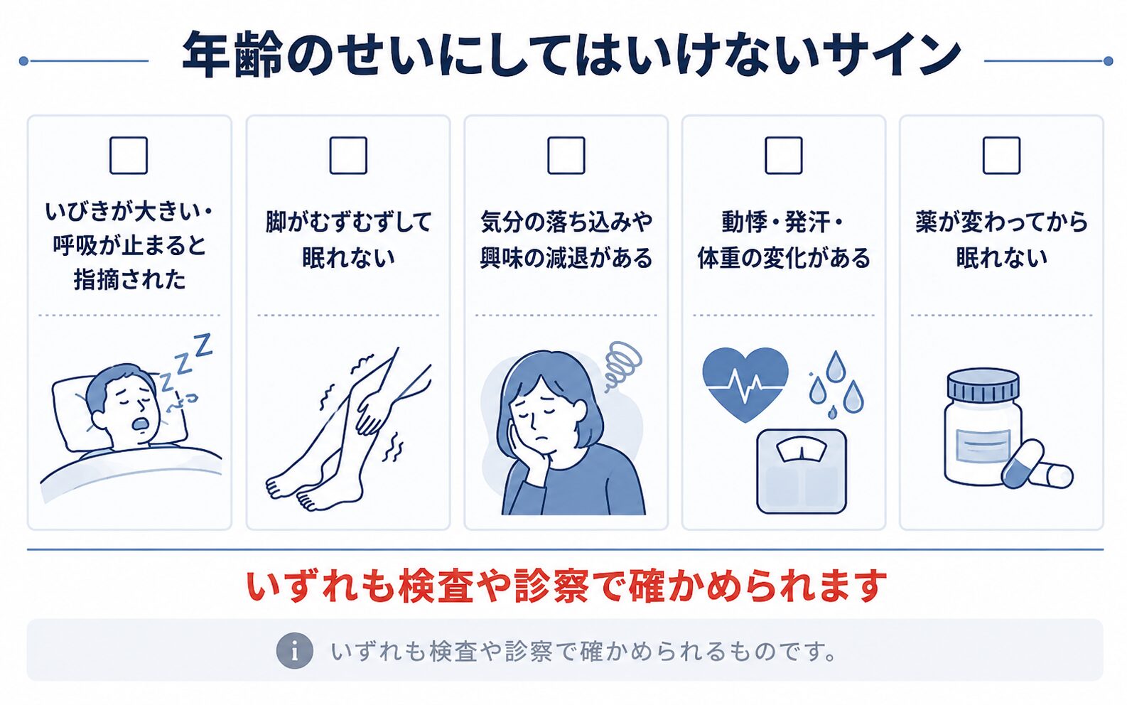 年齢のせいにしてはいけない5つのサインを整理したチェック図