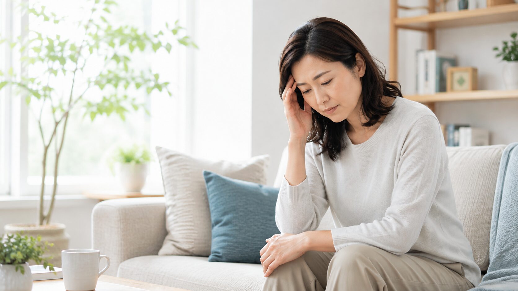 コロナ後遺症の倦怠感で日常生活に支障が出ている女性のイメージ